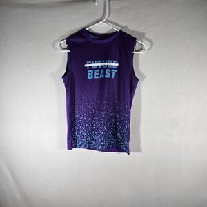 Athletic Works Boys Purple Graphic Tank Top Cool Sporty Future Beast Large 10/12